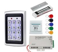 Kit de système de contrôle d'accès, Clavier RFID 125KHz, Couvercle étanche à la Pluie avec serrures de Porte électriques, Serrure à gâche magnétique 180KG, DC12V pour la sécurité(KIT6)