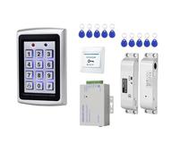Kit de système de contrôle d'accès Domestique Complet ReaIOKbii, Clavier métallique pour 1 000 utilisateurs + Alimentation 12 V 3 A + Bouton de Sortie de Porte + avec Serrure électrique