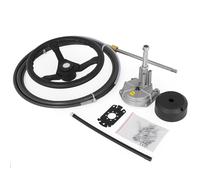 Kit de système de direction hors-bord VEVOR, câble dede bateau de 14 pieds, arbre conique standard de 3/4 pouces, volant de 13,5 pouces, système de direction marine en aluminium, pour yachts, pour bat