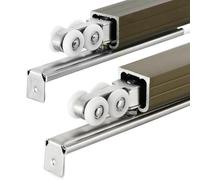 Kit de système de rails coulissants en aluminium à 2 portes - Matériel invisible en bronze de 3,9 m pour portes intérieures, montage au plafond et au mur - Idéal pour la rénovation de la maison et les
