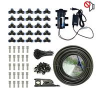 Kit de système de Refroidissement par brumisation extérieur, Ligne de brumisation + brumisateurs en Laiton Anti-Gouttes + Pompe silencieuse 24 V, système de Refroidissement de Jardin, système d'irri