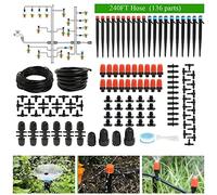 Kit de système d'irrigation goutte à goutte de 70 m pour pelouse, plante avec tuyau de 1,27 cm, tubes de distribution de 6,35 mm, buses de brumisation réglables, raccords barbelés