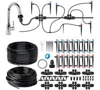 Kit de système d'irrigation goutte à goutte, kit d'arrosage automatique de jardin avec tubes de 29,9 m et 14,9 m 1,27 cm, accessoires d'arrosage et brumisation à connexion rapide pour serres, cours