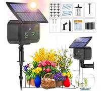 Kit de système d'irrigation goutte à goutte solaire, système d'arrosage automatique avec 30 modes de fonctionnement et 10 intervalles d'arrosage prend en charge 15 plantes en pot, kit d'irrigation