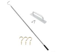 Kit de système d'ouverture pour échelles de grenier, tige de traction vers le bas en acier inoxydable de 1345 cm, poignée en aluminium, crochet facile à installer, store de toit pour accès, compatible