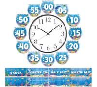 Kit de tableau d'affichage avec numéros d'horloge sous la mer pour salle de classe - Papier pour apprendre à lire l'heure - Découpe pour la maison, l'école, la salle de coration murale pour