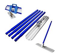 Kit de taloche en acier inoxydable de 48 x 8 pouces avec poignées combinables de 4 x 48 pouces, outil de finition de béton (bleu, bleu, 1,45 m)