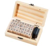 Kit de Tampon Lettre, 36 Timbres en Bois, Tampon Alphanumérique avec Tampon Encreur, Tampon Alphabet avec Caisse d'épargne en Bois, pour Scrapbooking, Carte de Félicitations