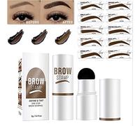 Kit de tampons à sourcils et pochoirs à sourcils, tampon à sourcils imperméable longue durée avec kit de maquillage de pochoir à sourcils réutilisable 10 pièces (Marron Doux)