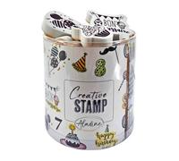 Aladine - 35 Tampons Anniversaire avec Encreur Noir - Pour Personnaliser Cartes & Invitations d'Anniversaire, Paquest Cadeau, Loisirs Créatifs - Encreur Noir Inclus - Gâteau Chiffre Numéro - 03745
