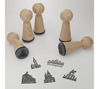 Kit de tampons Budapest - Idée cadeau créative avec des motifs et des monuments célèbres pour les amateurs de Budapest - Impressions magiques garanties