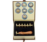 Kit de tampons de cire, ANBOSE Ensemble de tampons de cire pour animaux avec 7 têtes en laiton amovibles et 1 manche en bois, tampon de cire à cacheter Dragon d'abeille pour cartes d'invitations