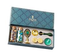 Kit de tampons de cire - Kit de cire pour sceller les enveloppes de 22 x 10 cm | Ensemble complet de tampons anti-incendie, cuillère chauffante et bougies chauffe-plat | Set de tampons d'étanchéité en