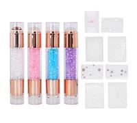 Kit de Tampons de Manucure Stylos d'Estampage d'Art d'Ongle Tampons en Silicone à Double Extrémité avec Plaque de Joint d'Ongle et Strass pour Salon de Manucure à Domicile Bleu