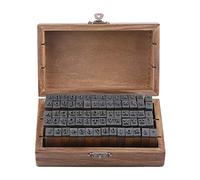 Kit de Tampons en Caoutchouc en Bois, 70PCS Alphabet Number Stamps Vintage Wood Letter Printing Stamp Set avec Boîte de Rangement pour Carte DIY Scrapbook Arts Craft 1,6 X 0,5 X 0,4 Pouces (taille du