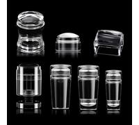 Kit de tampons en silicone transparent pour ongles - Corps visible - Outils de pochoirs de gelée avec grattoir pour designs - Pointe française