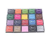 Kit de tampons encreurs colorés 20 couleurs pour enfants, tampons encreurs à pigments colorés, kit de tampons encreurs éponges, facile à transporter, apprentissage