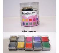 Kit de tampons encreurs - RICO DESIGN - Basic - 10 couleurs variées - Mixte - Séchage rapide
