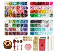 Kit De Tampons Sceau Cire 96 Couleurs,2400 Perles De Cire à Cacheter,Kit De Sceau Cire Tout-En-Un Avec Tampons Cachet De Cire,Chauffe-Cire Sceau,Enveloppes,Bougies,Stylo Métallique