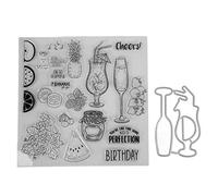 Kit de Tampons Transparents sur le Thème de L'été, Kit de Tampons Transparents Cheers, Ensemble de Matrices de Découpe de Gaufrage de Modèle Transparent pour les Travaux Manuels de Scrapbooking