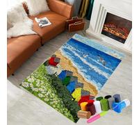 Kit de tapis à cliquet pour adultes débutants 38 x 52 cm à faire soi-même Kit de fabrication de tapis de crochet avec motifs imprimés Toile Fil Tapis Broderie Artisanat Coussin Broderie Artisanat