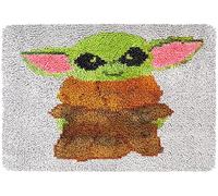 Kit de Tapis à Crochet à Loquet - Fabrication de Tapis Grogu pour Adultes et Enfants - Broderie au Point de Croix pour Débutants, Décoration d'Intérieur, 50 x 38 cm