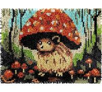 Kit de tapis à crochet pour adultes, motif champignon, hérisson, tapis de crochet pour décoration d'intérieur, 52 x 38 cm (g210)