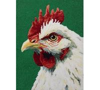 Kit de tapis à crocheter soi-même,motif portrait de poule sur fond vert,facile pour débutants.Comprend fil à crocheter,crochet et loquet,ensemble de loisirs créatifs pour tapis,coussin(38x52 cm)