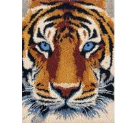 Kit de tapis à crocheter soi-même,motif tigre,facile pour débutants,comprenant du fil à crocheter,un crochet et un loquet,pour réaliser un tapis,un coussin et des loisirs créatifs ( 38x52 cm) - 1