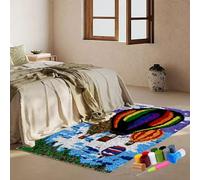 Kit de Tapis de Crochet à Point Noué 55 x 75 cm, Création de Tapis à Crocher, Latch Hook Kit Tapis Avec Crochet à Loquet Bricolage Tapis, Tapis pour Décoration de la Maison Enfants et Adultes