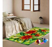 Kit de Tapis de Crochet à Point Noué 61 x 87 cm, Création de Tapis à Crocher, Latch Hook Kit Tapis Avec Crochet à Loquet Bricolage Tapis, Tapis pour Décoration de la Maison Enfants et Adultes