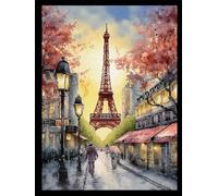 Kit De Tapis De Crochet À Point Noué Di Décor De La Tour Eiffel 100 X 140 Cm Coussin Au Crochets À Loquet Bricolage, Création De Tapis À Crocher Pour Adultes Et Enfants, Modèle De Couleur Pr