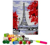 Kit de Tapis de Crochet à Point Noué Latch Hook Bricolage Création Enfants et Adultes 38 x 52 cm