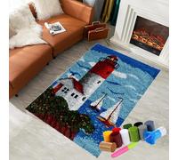 Kit de Tapis de Crochet à Point Noué Set Tapis à Point noué Loquet Bricolage, 38 x 52 cm Tapis à Nouer Soi-Même, Création de Tapis à Crocher pour Adultes, Point de Croix Kit de Fabrication de Tapis