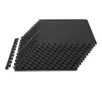 Kit de tapis en mousse EVA pour salle de gym - Kit de 12 carreaux de sol antidérapants - 61 x 61 cm - Noir & Gris - Sol de protection pour la maison, l'entraînement, le garage