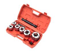 Kit de tarauds à cliquet - Outil de filetage de tuyau - 6 matrices - Portable - Simple - Pour chantier de construction, installation, réparation - Avec mallette - 1/4-1 1/4"