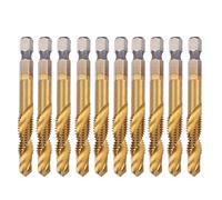 Kit de tarauds M8 HSS, 10 pièces, acier rapide, revêtement titane, forets à tige hexagonale, outils de taraudage pour le perçage de l'acier au carbone, du cuivre et de l'alliage