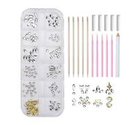 Kit de tartre - 5 pouces de tartre | Kit de strass - Kit de décoration de dents à faire soi-même avec stylo de forage Cotons-tiges Bâtons en bois et pierres précieuses pour dents personnelles Bijoux
