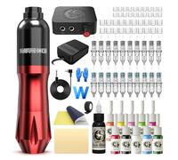 Kit de Tatouage Kit de Machine à Tatouer Aiguilles à Cartouche Encres de Tatouage Alimentation électrique Machine à Tatouer pour Tatoueurs et Débutants Black