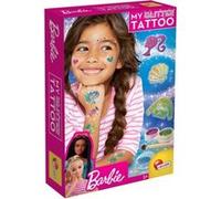 Lisciani - BARBIE - Kit Tatouages Scintillants pour Enfants dès 5 Ans - Tatouages Éphémères et Gemmes Adhésives - Jeu Créatif avec Stickers et Poudre Brillante - Activités Manuelles Losirs Créatifs