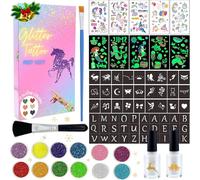 Kit De Tatouages Paillettes,Tatouage Temporaire Pour Enfants, Avec Tatouage Sirène Licorne, Paillettes 12 Couleurs, Pochoirs Uniques, Excellent Cadeau De Fête D'anniversaire Pour Filles[Z2225]