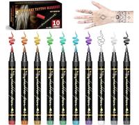 Kit de tatouages temporaires lavables pour le visage et le corps, stylos à encre colorée, résistants à l'eau, pour des créations artistiques personnalisées, idéal pour les fêtes et festivals.