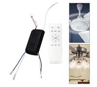 Kit de télécommande pour ventilateur de plafond de conversion de fréquence avec 1 à 6 réglages de vitesse, entrée 90-265 V, sortie 24 V CC, portée de 30 m, boîtier PC - Noir/blanc (version chinoise)