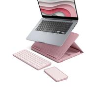Kit de télétravail Clavier sans fil Azerty Logitech Casa Pop-Up Desk Rose + Support + Pavé tactile
