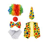 Kit de tenue de clown ensemble ensemble pour adultes perruque colorée Multicolore Taille unique