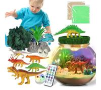 Kit de terrarium de dinosaures lumineux - Fabriquer des jouets de dinosaures, Artisanat dinosaure pour garçons et filles, décorations de chambre créatives, activités
