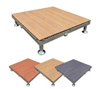 Kit de terrasse Flottante, Dalles de terrasse emboîtables en Composite Bois-Plastique (WPC), Teck, 84 cm x 84 cm