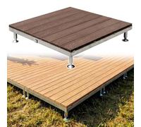Kit de terrasse flottante modulaire en composite de bois pour extérieur | Revêtement de Sol Préfabriqué, Dalles de Terrasse en Composite, Pieds Réglables(Purple sandalwood,84cm/33in)