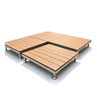 Kit de Terrasse Flottante Modulaire en WPC pour Extérieur, 4 Pièces | Dalles de Terrasse Emboîtables de 84 x 84 cm, Avec Plots Réglable, Facile à poser, pour Balcon Porche et Camping