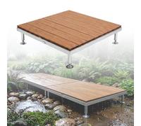 Kit de terrasse flottante modulaire - Plate-forme composite WPC réglable toutes saisons pour terrasse, arrière-cour et porche - 83,8 x 83,8 x 15 cm - Idéal pour un sol inégal (marron) - Assemblage